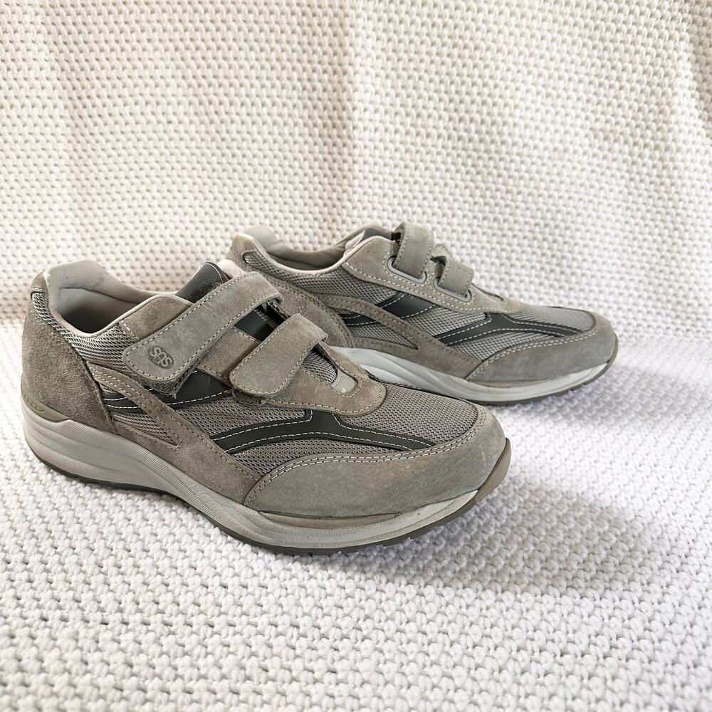 SAS Men's JV Mesh Gray Adjustable Strap Breathable Walking Shoes Comfort 12 READ